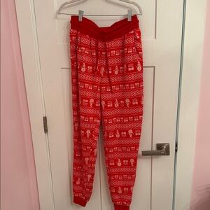 Red Festive Patterned Jogger Pants